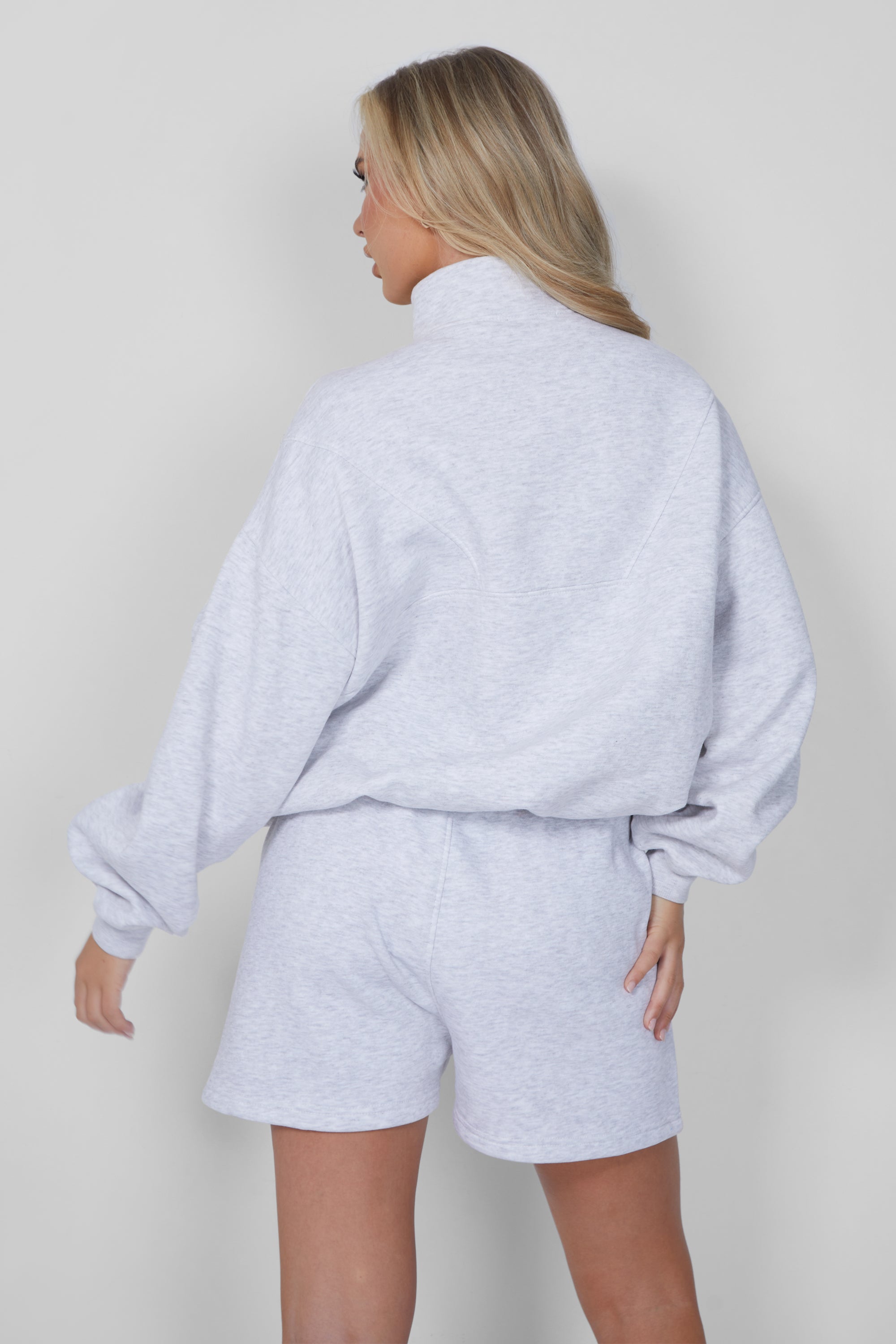 OVERSIZED HALF ZIP PULLOVER POCKET FRONT SWEATSHIRT OATMEAL MARL