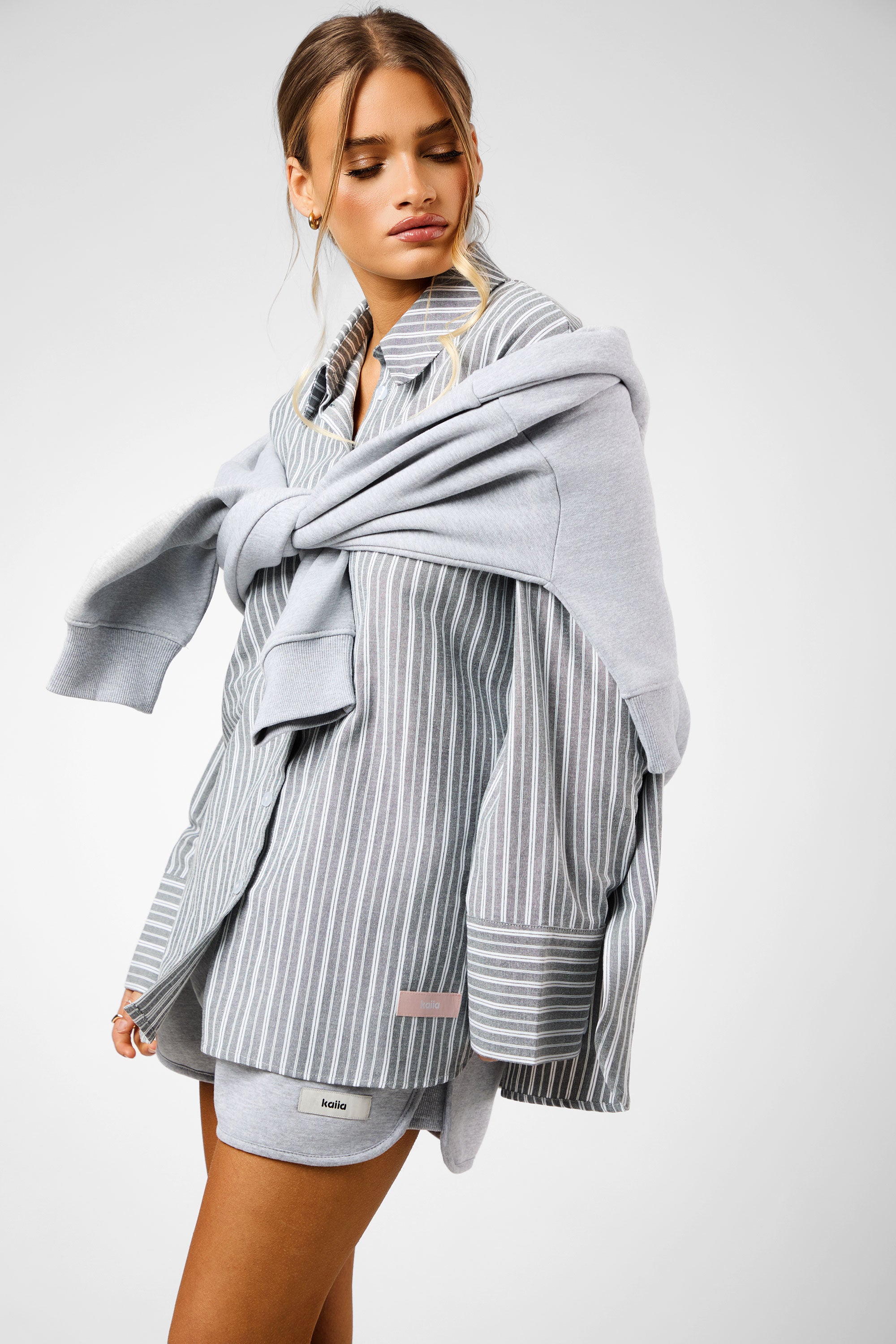 Keana Embroidery Shirt - Grey