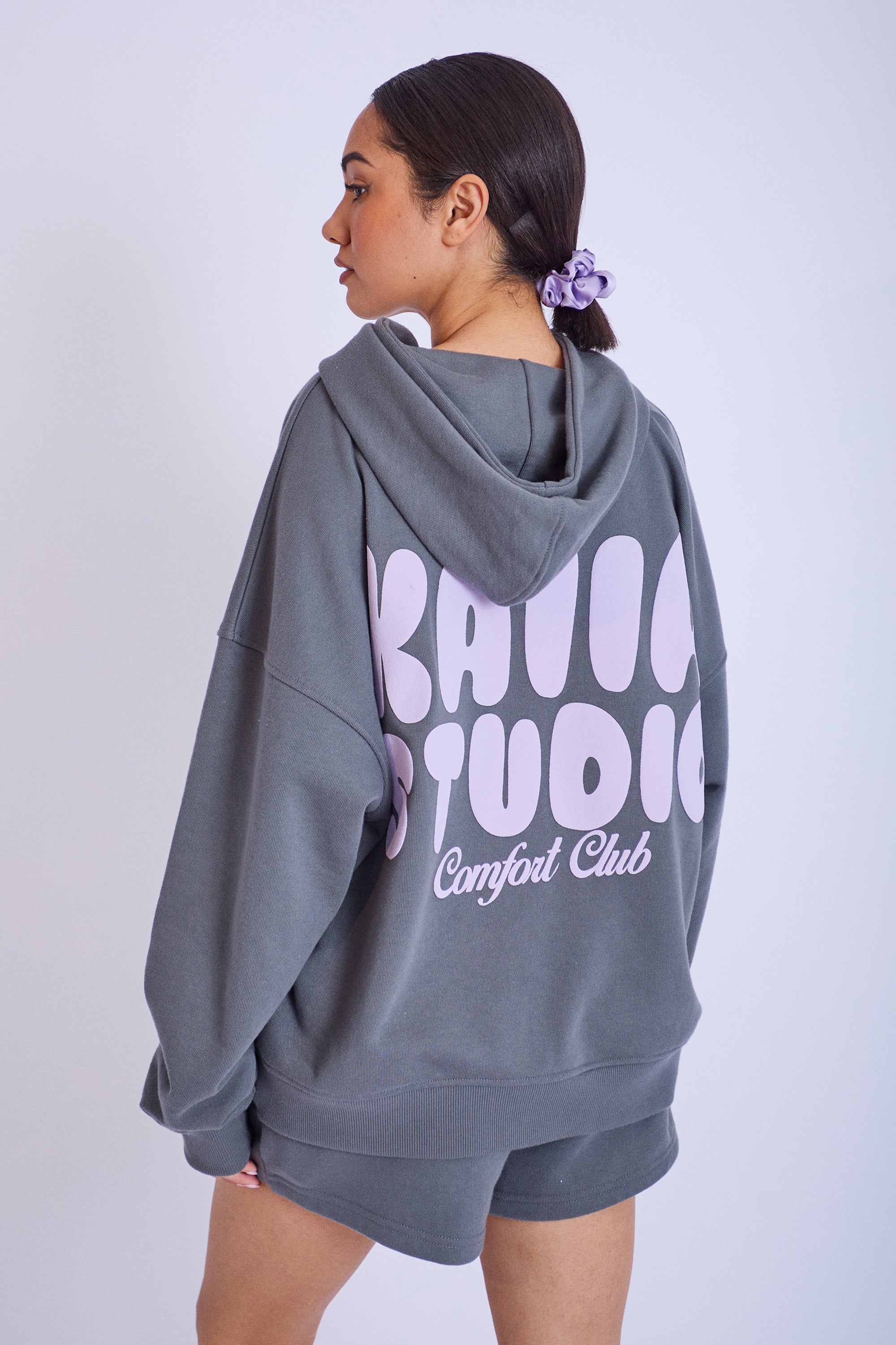 Kaiia Studio Bubble Logo Oversized Hoodie Dark Grey Lilac Kaiia kaiia-studio-bubble-logo-oversized-hoodie-dark-grey-lilac-kaiia