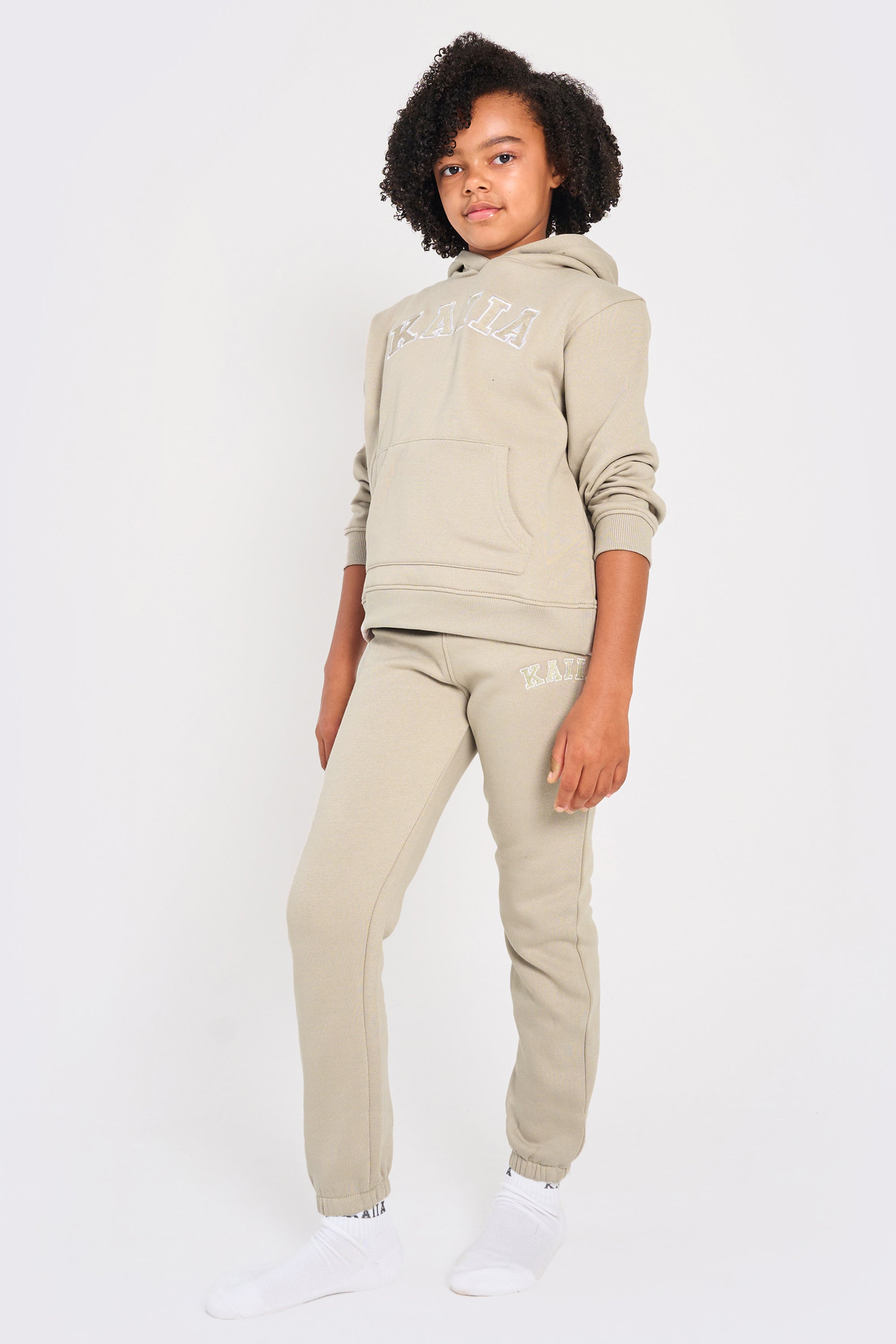 Kaiia Kids Cuffed Joggers Stone Kaiia