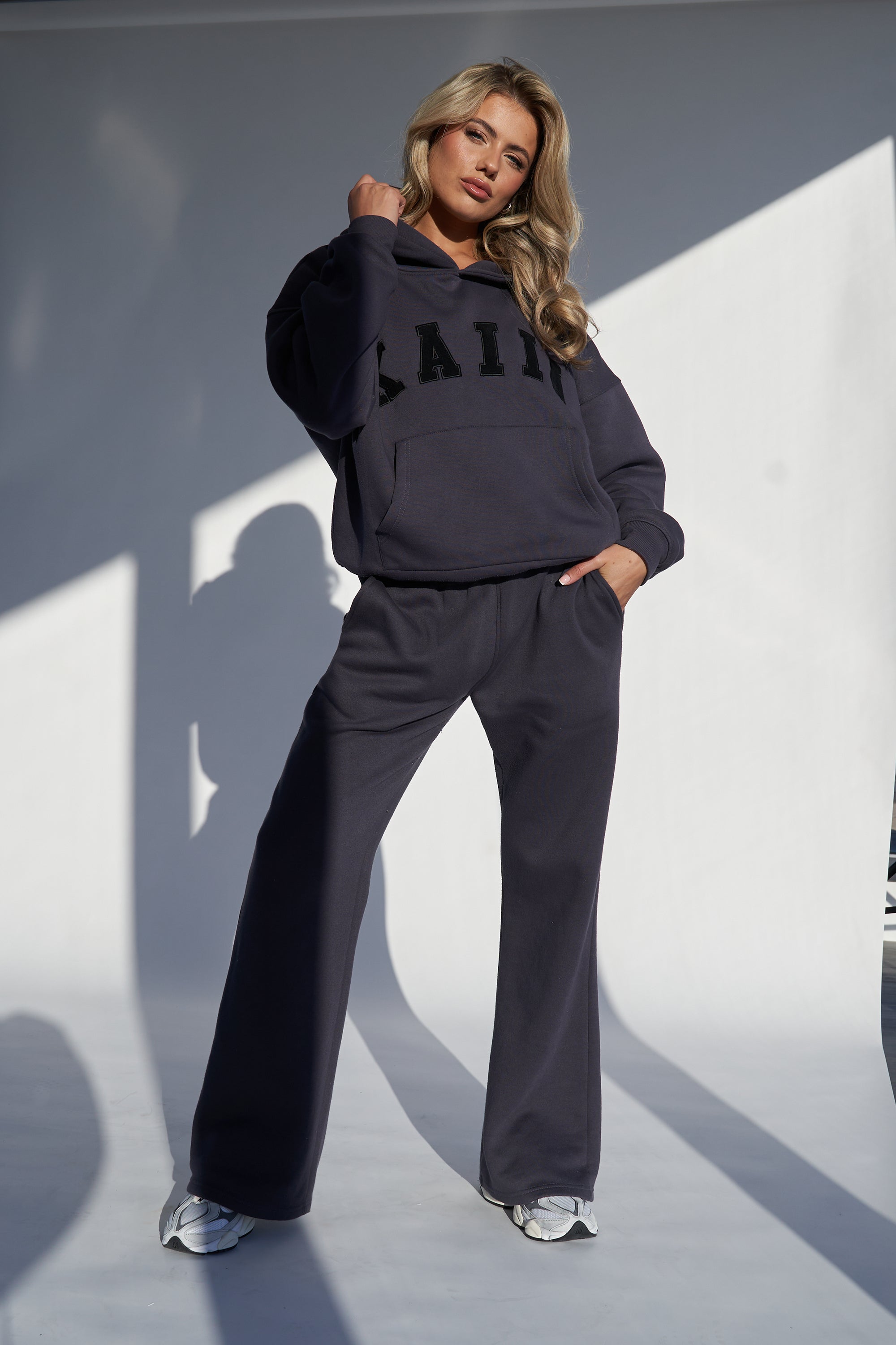 Wide Leg Sweat Pants Dark Grey