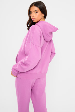 Kaiia Slogan Oversized Hoodie Fuschia