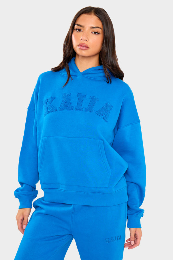 Kaiia Slogan Oversized Hoodie Cobalt Blue