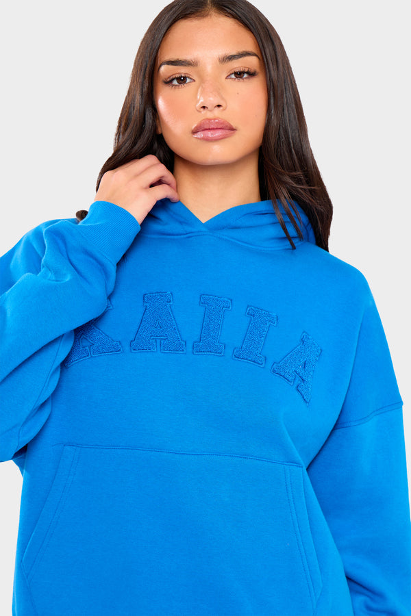 Kaiia Slogan Oversized Hoodie Cobalt Blue