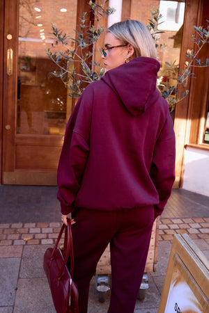 Kaiia Slogan Oversized Hoodie Deep Burgundy