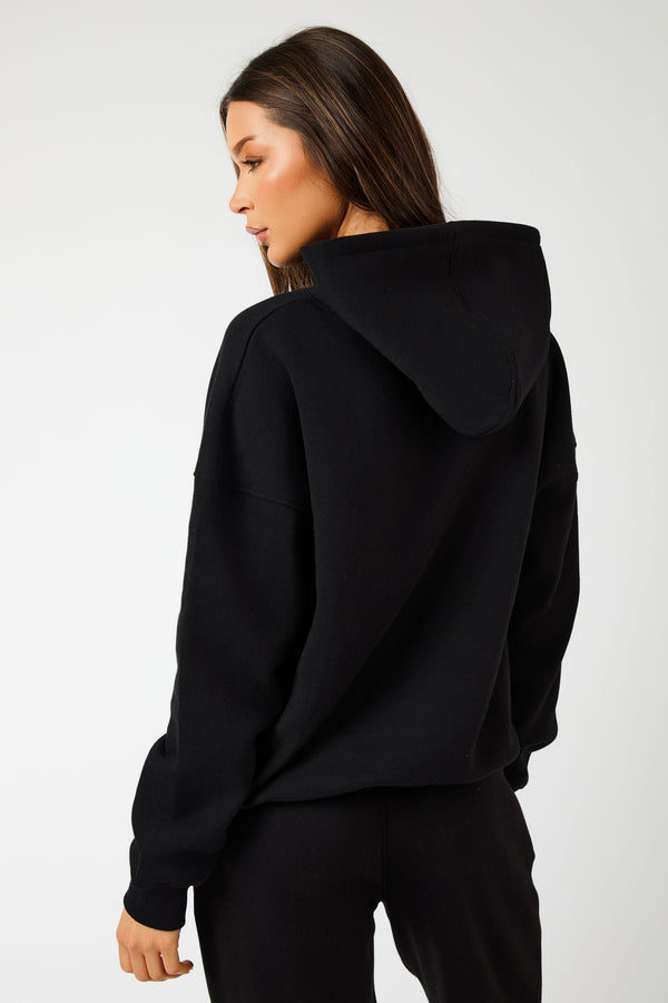 Kaiia Slogan Oversized Hoodie Black on Black