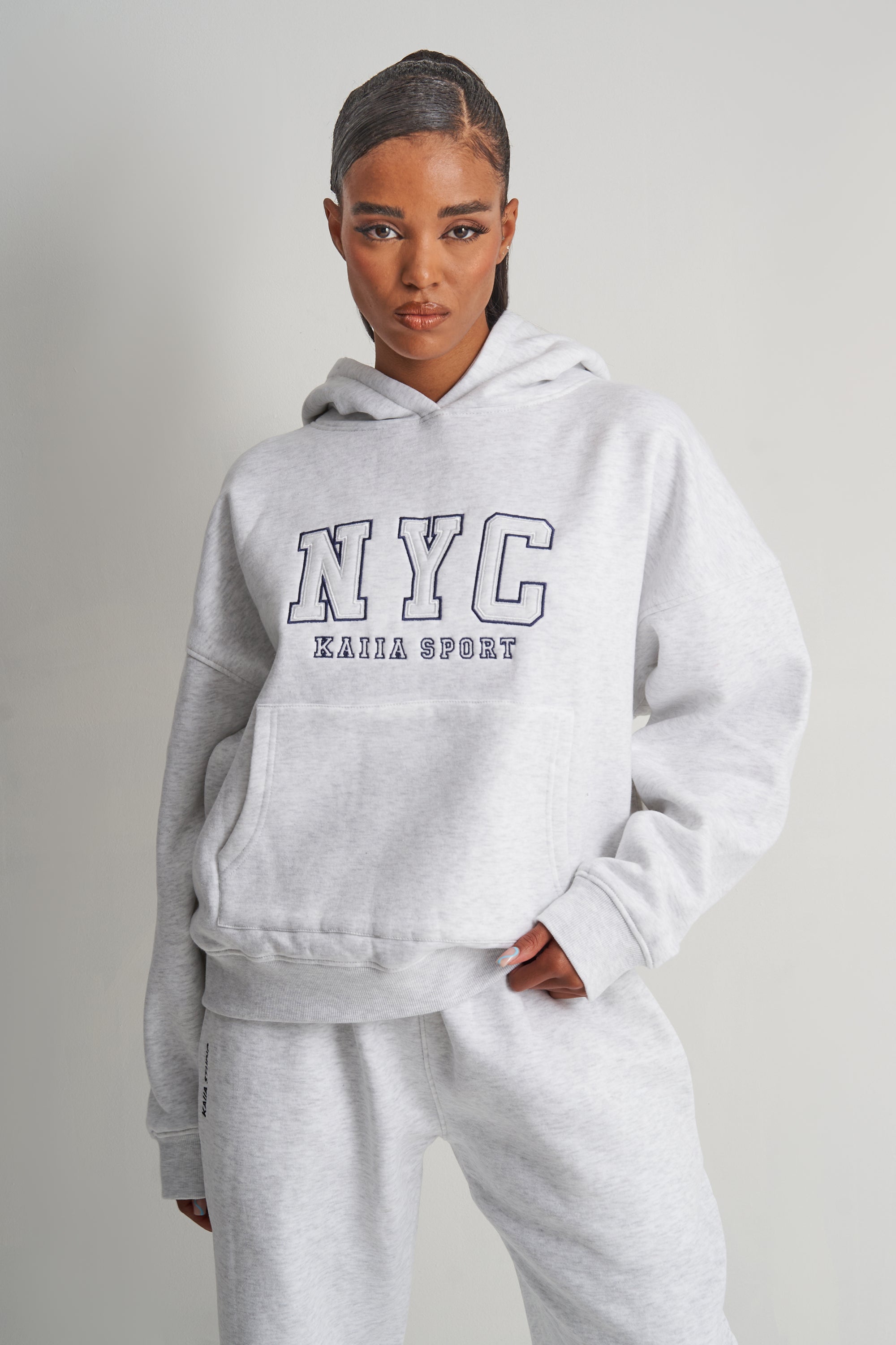 Kaiia NYC Oversized Hoodie in Grey Marl