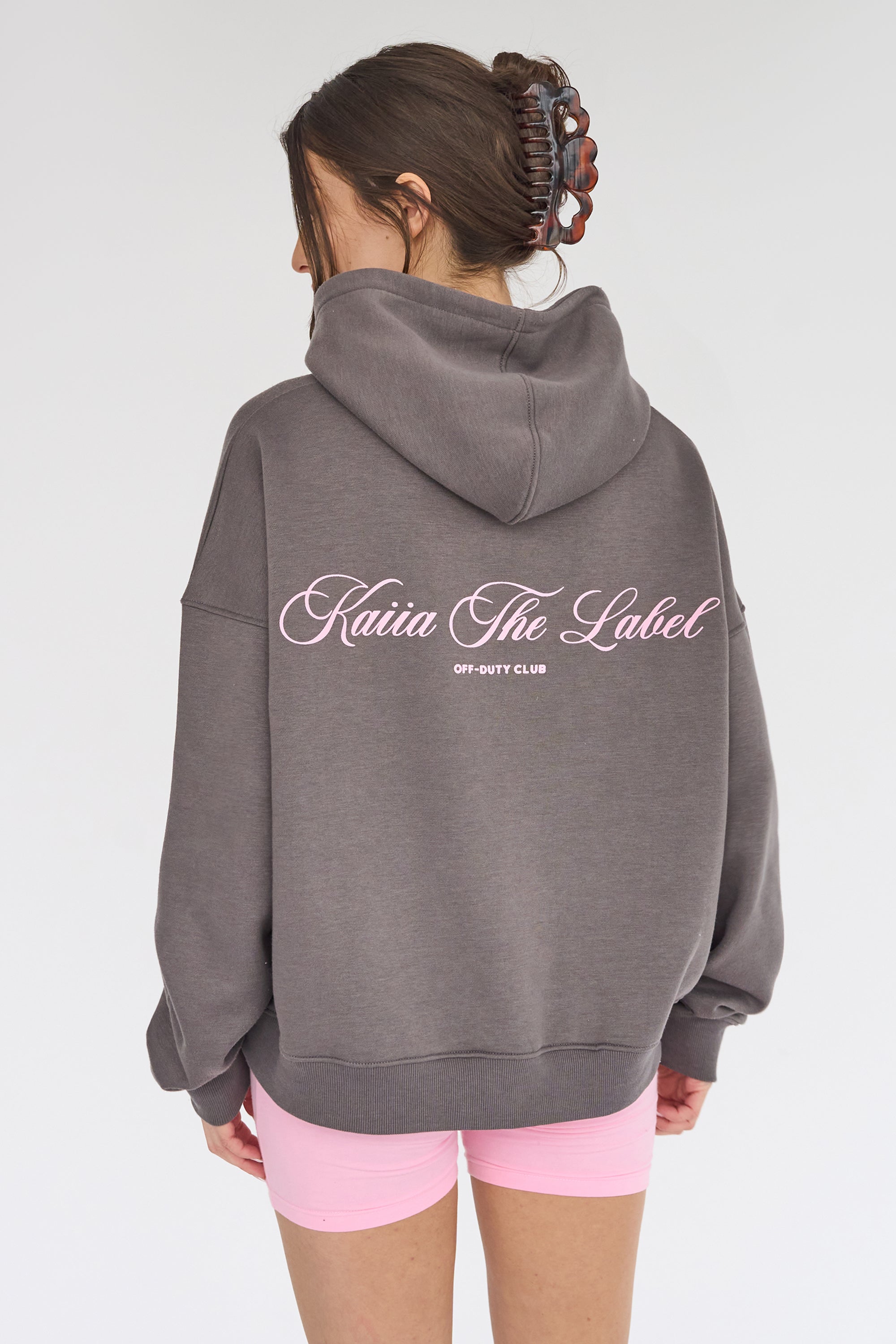 Kaiia The Label Oversized Hoodie Dark Grey with Pink