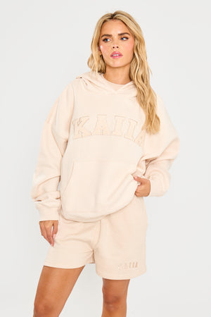 Kaiia Slogan Oversized Hoodie Cream