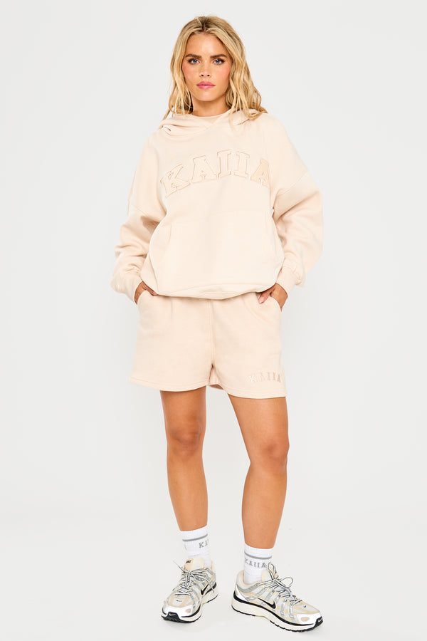 Kaiia Slogan Oversized Hoodie Cream