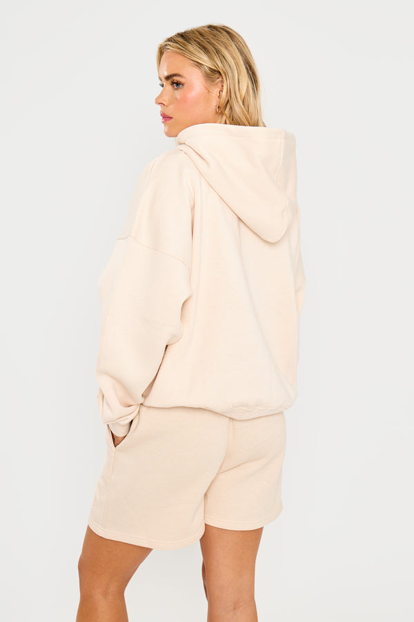 Kaiia Slogan Oversized Hoodie Cream