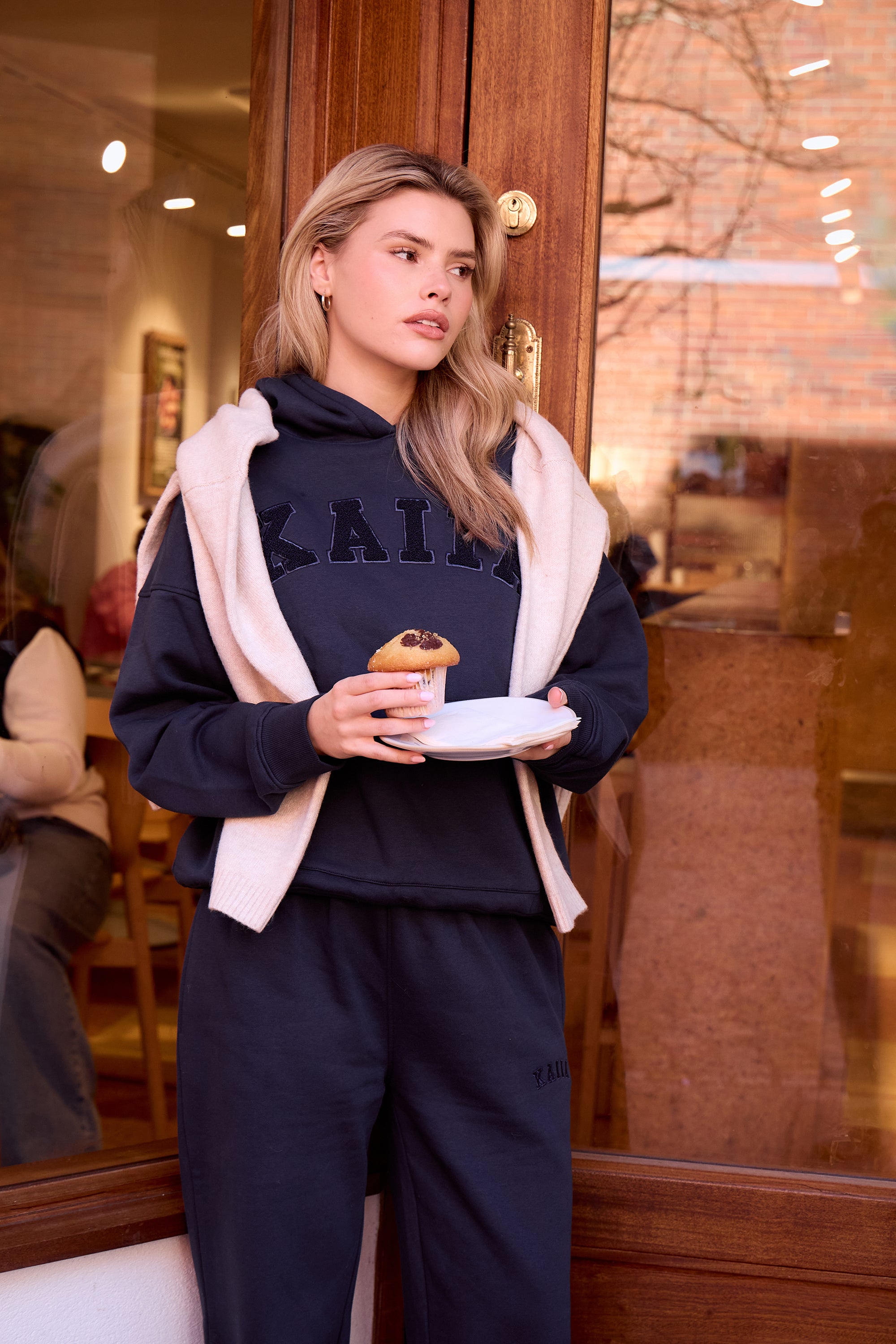 Kaiia Slogan Oversized Hoodie Navy | Kaiia
