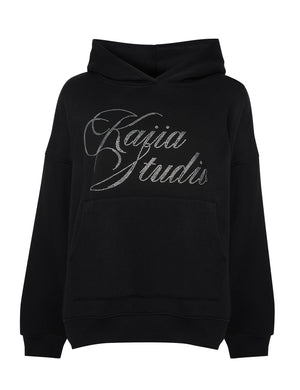 Kaiia Studio Diamante Embellished Oversized Hoodie Black