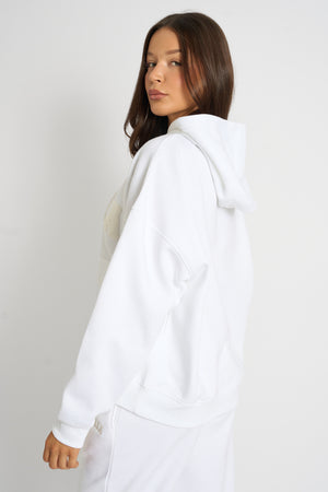 Kaiia Borg Slogan Oversized Hoodie Cream
