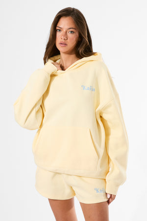 Kaiia Summer Back Graphic Oversized Hoodie Lemon