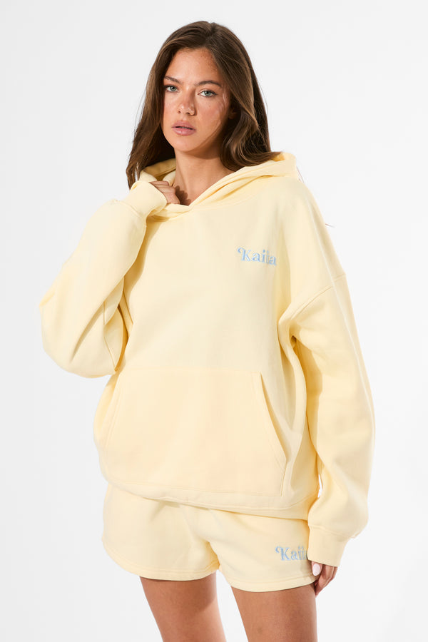 Kaiia Summer Back Graphic Oversized Hoodie Lemon