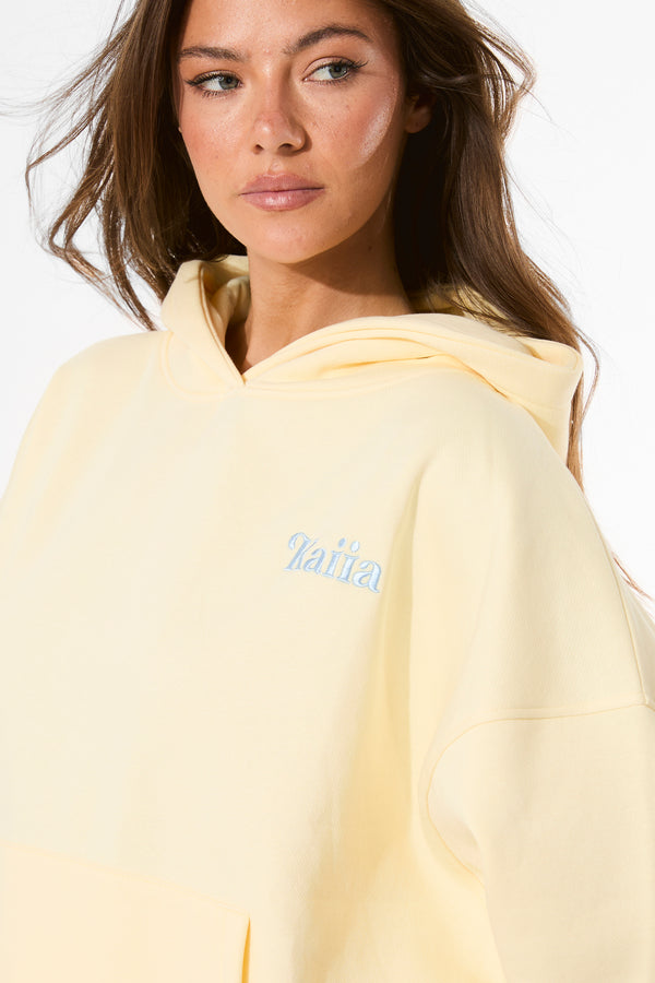 Kaiia Summer Back Graphic Oversized Hoodie Lemon