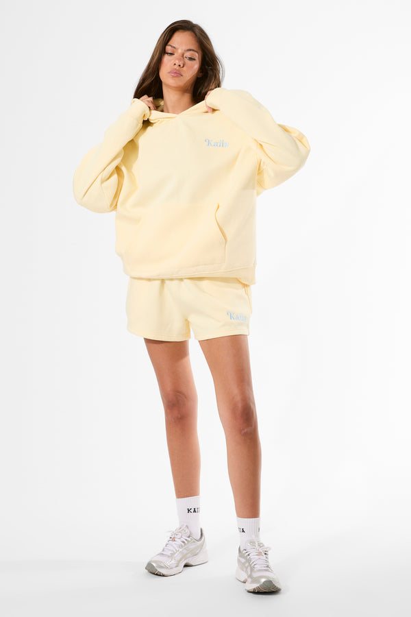 Kaiia Summer Back Graphic Oversized Hoodie Lemon