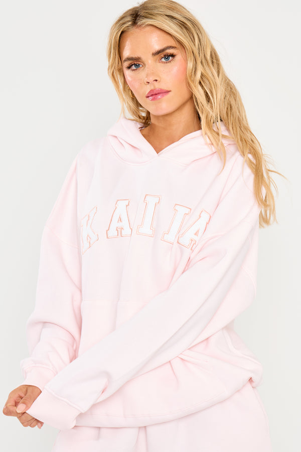Kaiia Slogan Oversized Hoodie Shell Pink