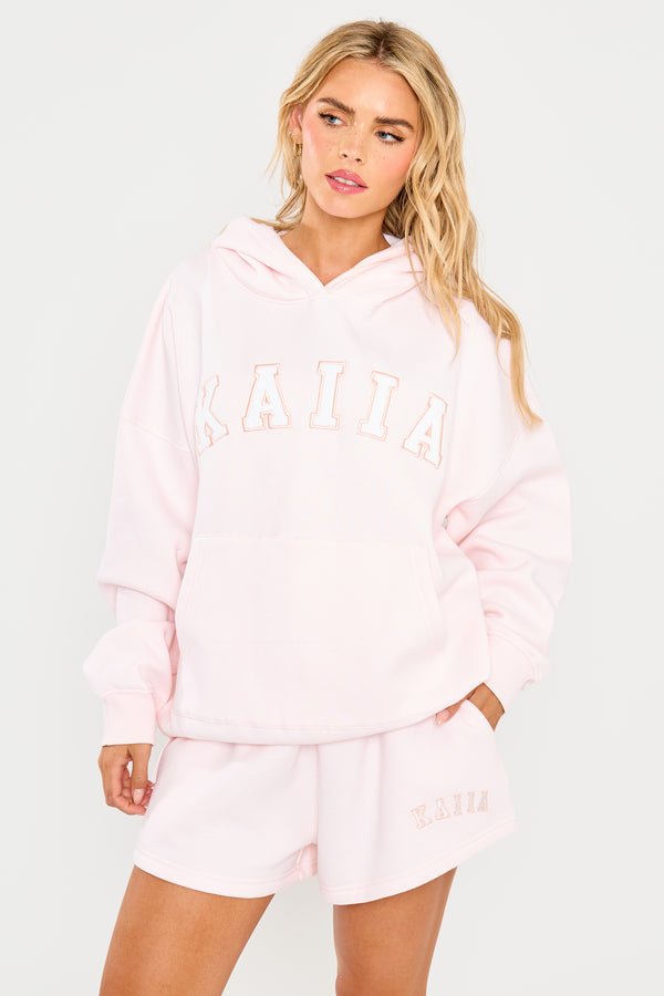 Kaiia Slogan Oversized Hoodie Shell Pink