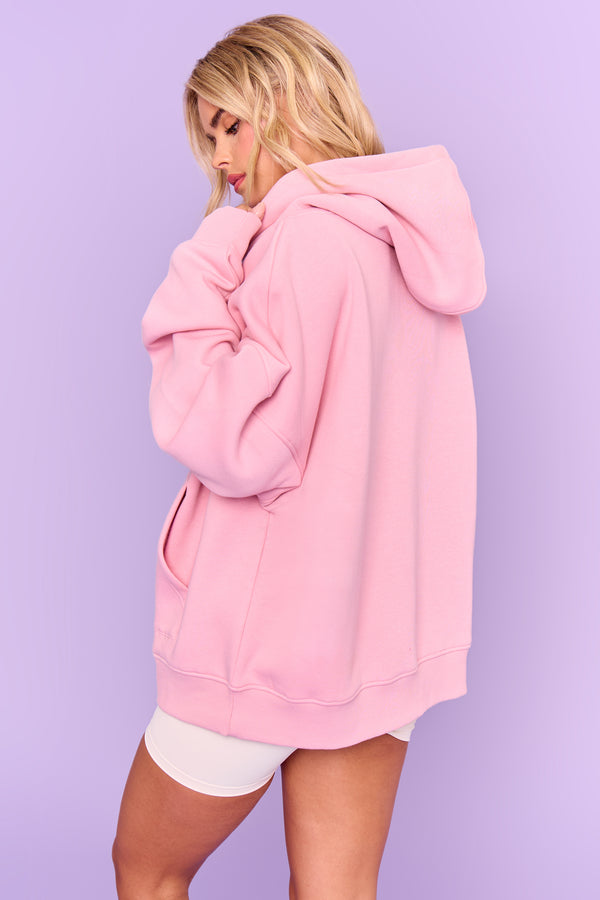 Kaiia Slogan Oversized Hoodie Rose Pink