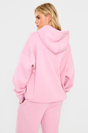 Kaiia Slogan Oversized Hoodie Rose Pink