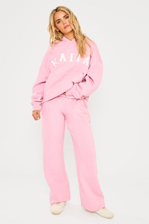 Kaiia Slogan Oversized Hoodie Rose Pink