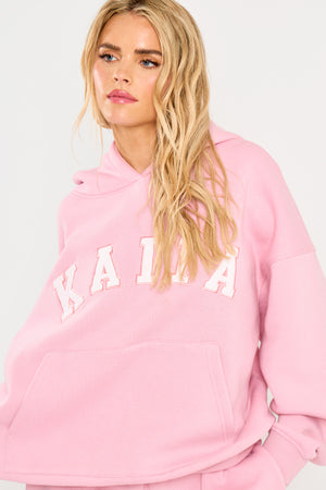 Kaiia Slogan Oversized Hoodie Rose Pink