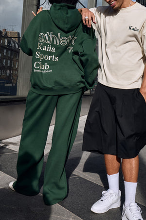 Kaiia Slogan Wide Leg Joggers Emerald Green