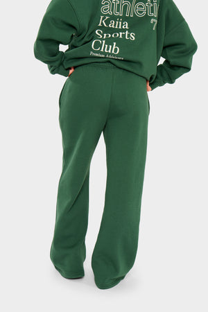 Kaiia Slogan Wide Leg Joggers Emerald Green