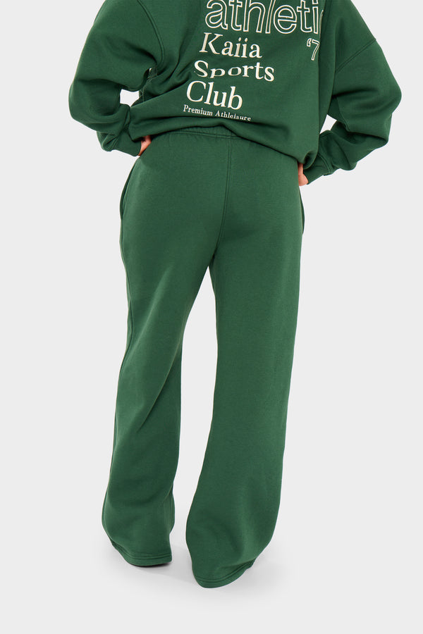 Kaiia Slogan Wide Leg Joggers Emerald Green