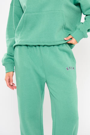 Kaiia Slogan Wide Leg Joggers Jade Green