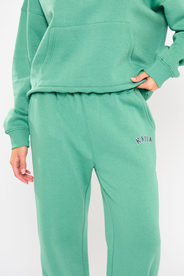 Kaiia Slogan Wide Leg Joggers Jade Green