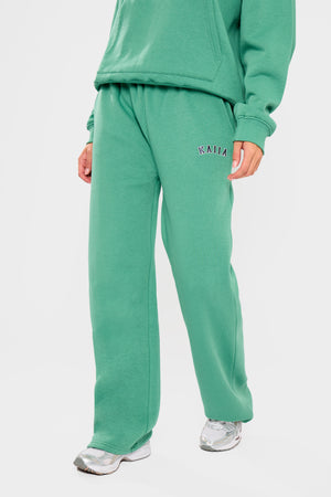 Kaiia Slogan Wide Leg Joggers Jade Green