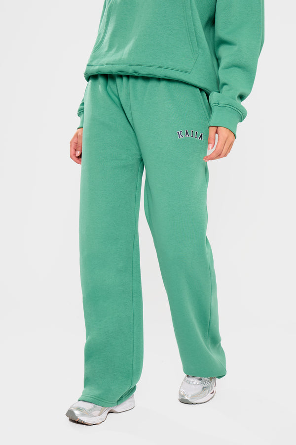 Kaiia Slogan Wide Leg Joggers Jade Green