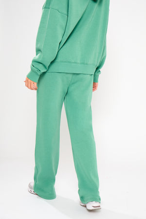 Kaiia Slogan Wide Leg Joggers Jade Green