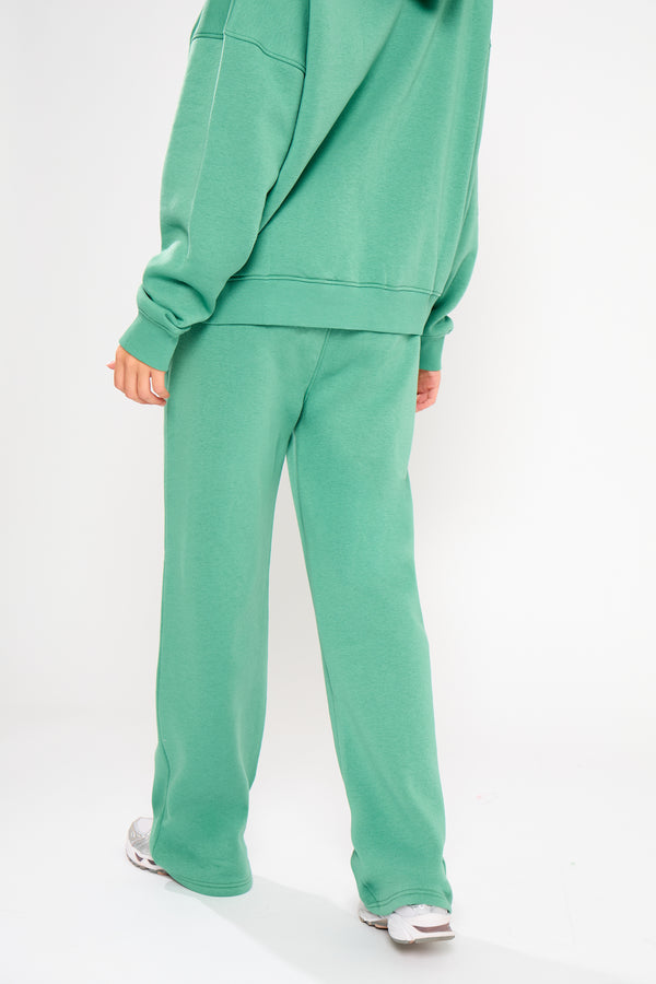 Kaiia Slogan Wide Leg Joggers Jade Green