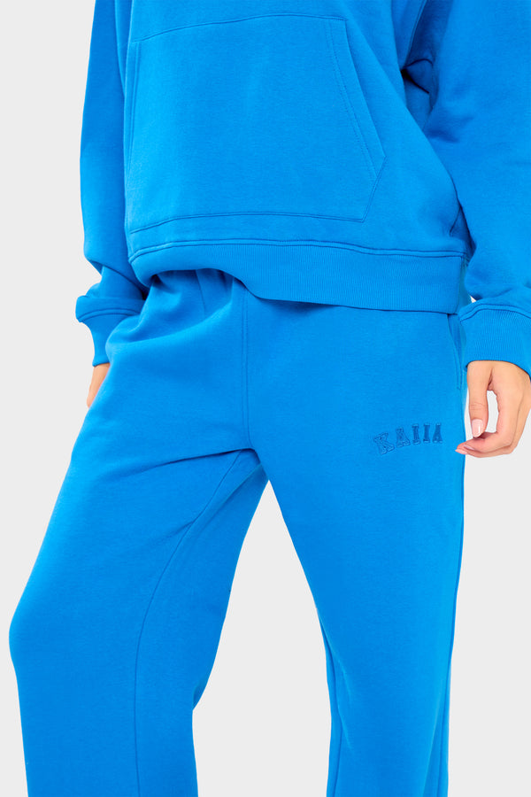 Kaiia Slogan Wide Leg Joggers Cobalt Blue