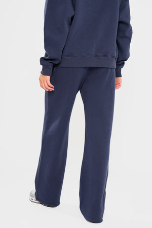 Kaiia Slogan Wide Leg Joggers Navy & Jade Green