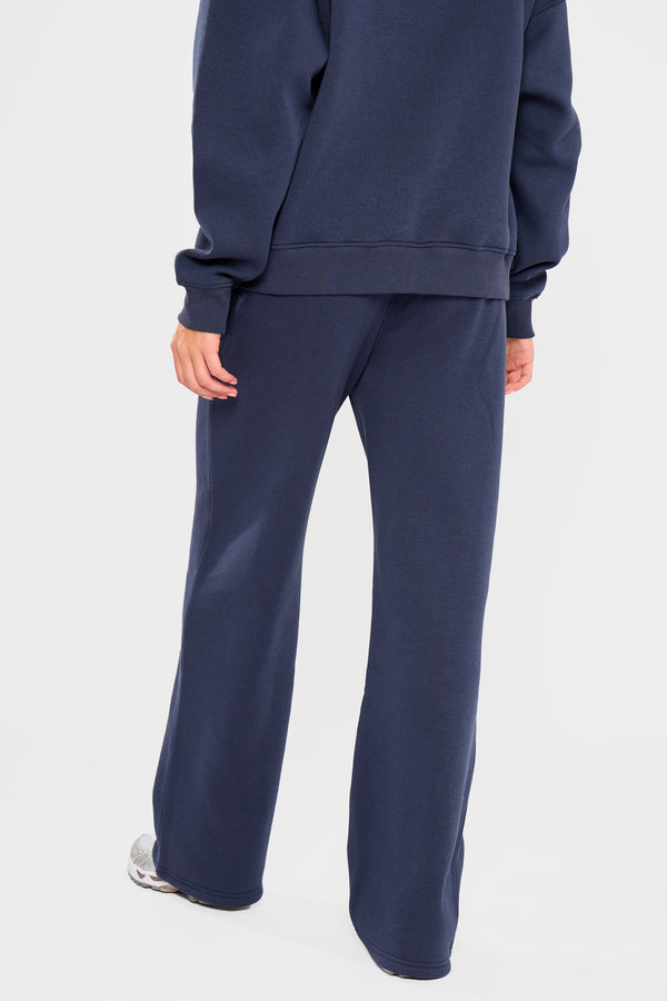 Kaiia Slogan Wide Leg Joggers Navy & Jade Green