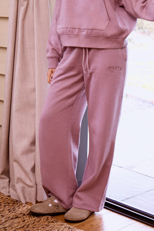 Kaiia Slogan Straight Leg Joggers Faded Purple