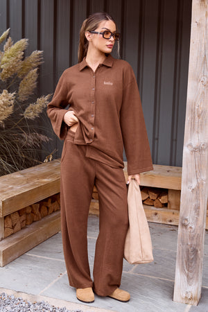 Kaiia Supersoft Wide Leg Trousers Coffee