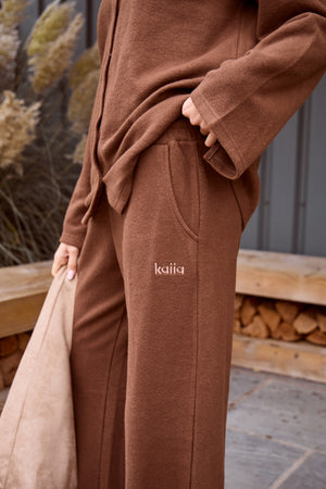 Kaiia Supersoft Wide Leg Trousers Coffee