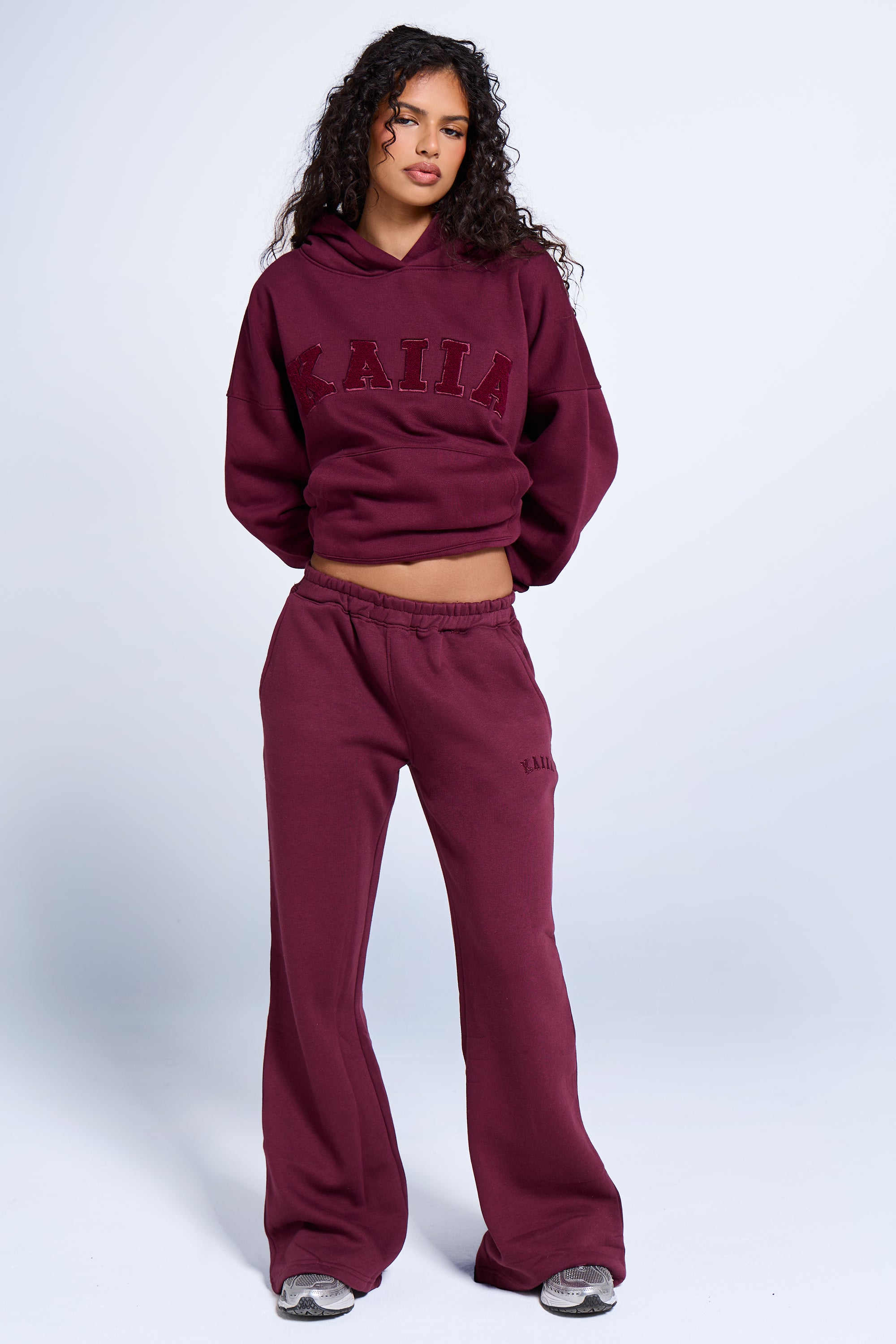 トレーナー+スウェット Y's 18AW layered sweat Bordeaux wool 2 Varsity 2.0 Oversized Straight Leg Joggers - Red Wine