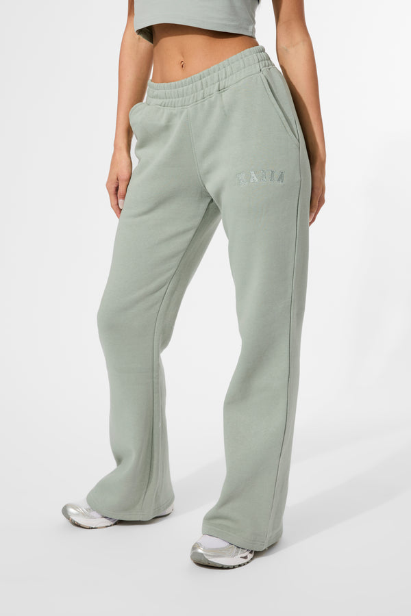 Kaiia Wide Leg Sweat Pants in Sage Green