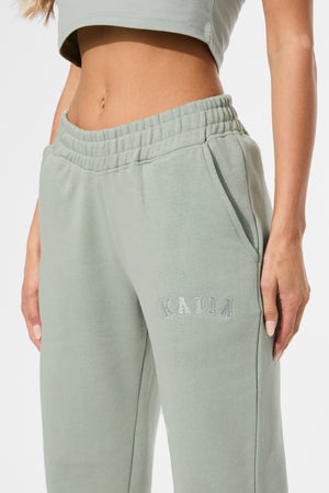 Kaiia Wide Leg Sweat Pants in Sage Green