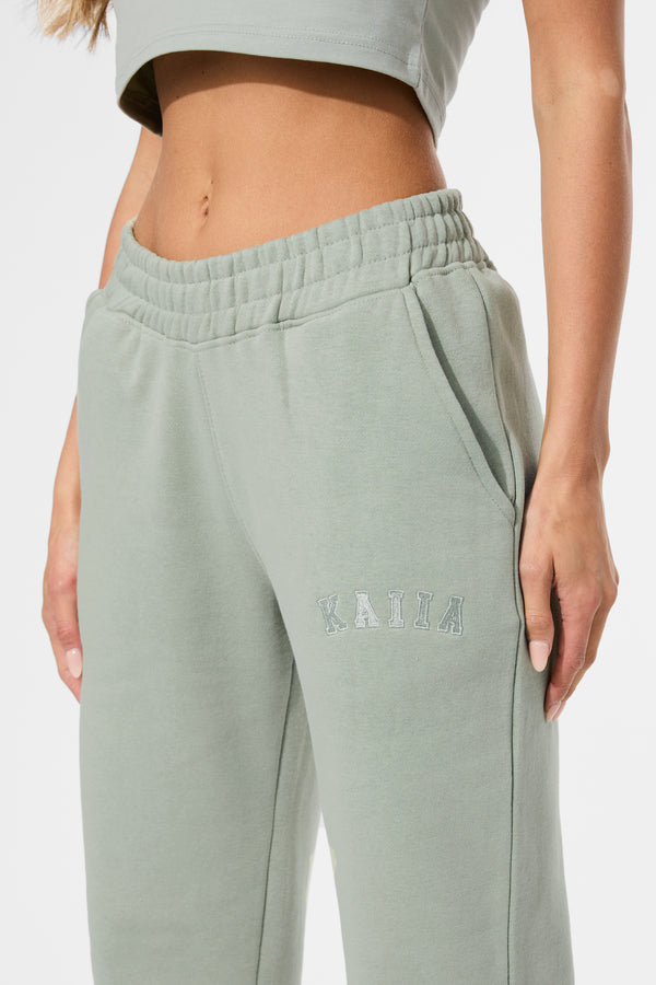 Kaiia Wide Leg Sweat Pants in Sage Green
