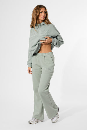 Kaiia Wide Leg Sweat Pants in Sage Green