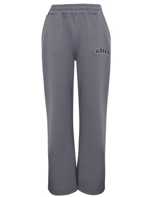 Kaiia Wide Leg Sweat Pants in Charcoal Grey
