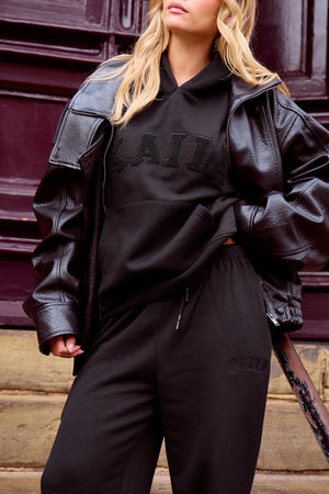 Kaiia Logo Cuffed Joggers Black On Black